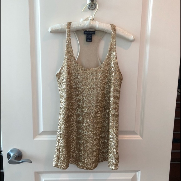 Boston Proper Gold Sequined Top Size XS - Picture 1 of 14